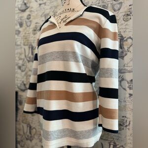 Talbots Beige and White Zip-Up Jacket
